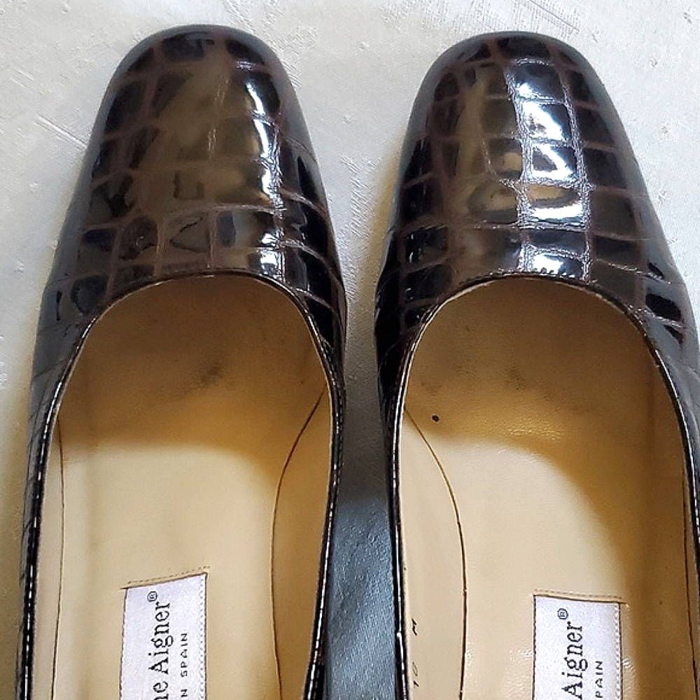 Etienne Aigner Brown Leather Heel Shoes Women's Size 10 - Picture 7 of 13